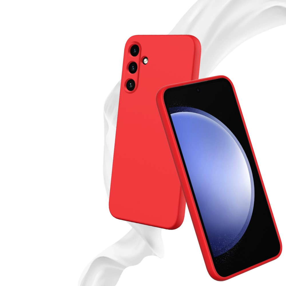 Samsung Galaxy A55 Silikon Case Hülle mit Kameraschutz   Handschlaufe - Rot