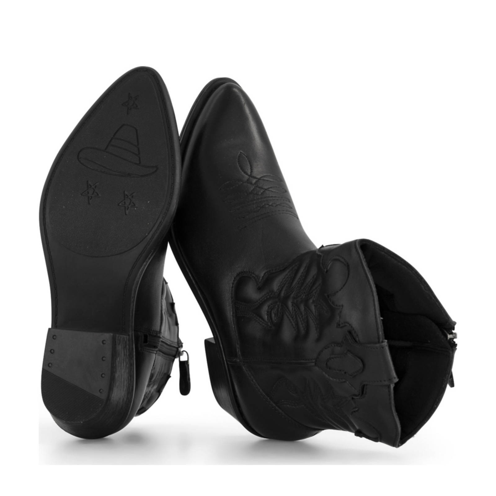5th Avenue leren cowboylaarzen zwart