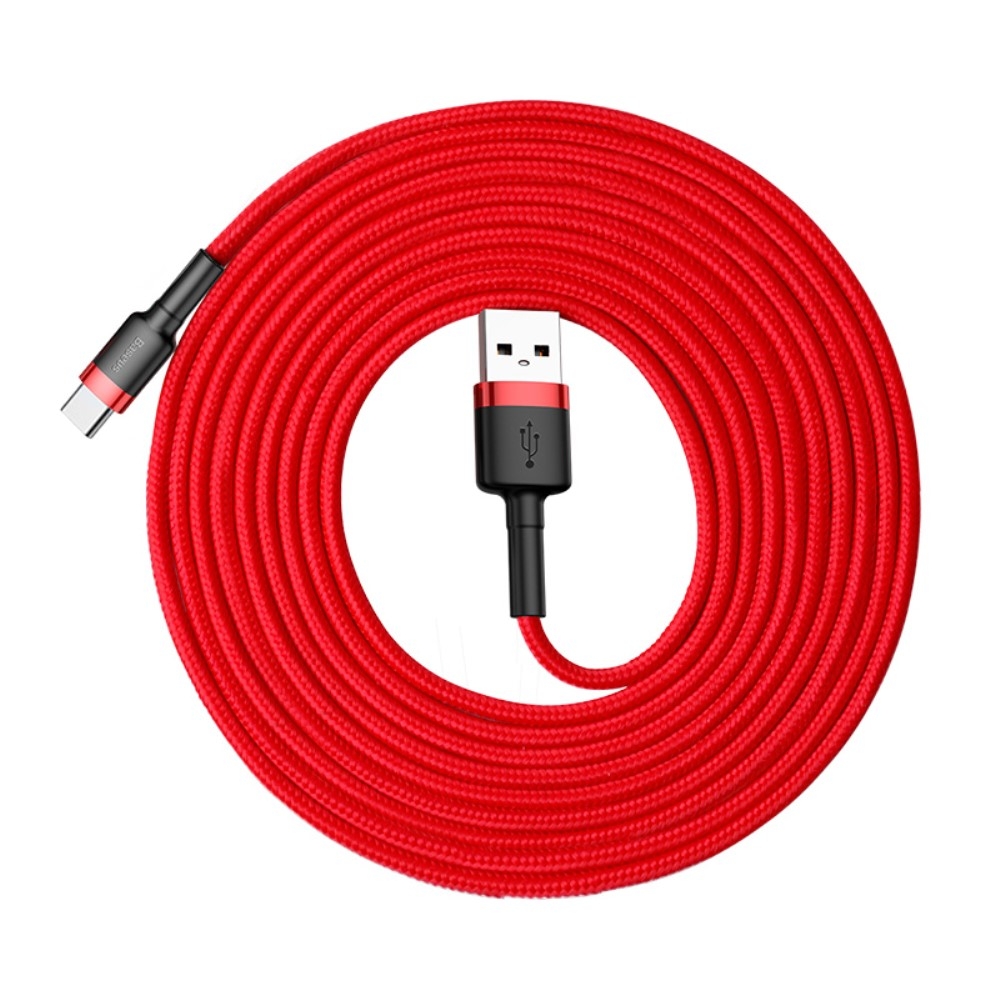 (3m/2A) USB C auf USB A 480Mbps Schnellladekabel Datenkabel - Rot