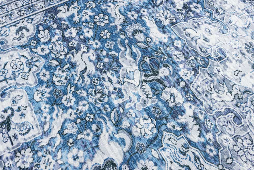 Orientalischer XXL Teppich OLD MARRAKESCH 350x240cm grau blau Flachgewebe