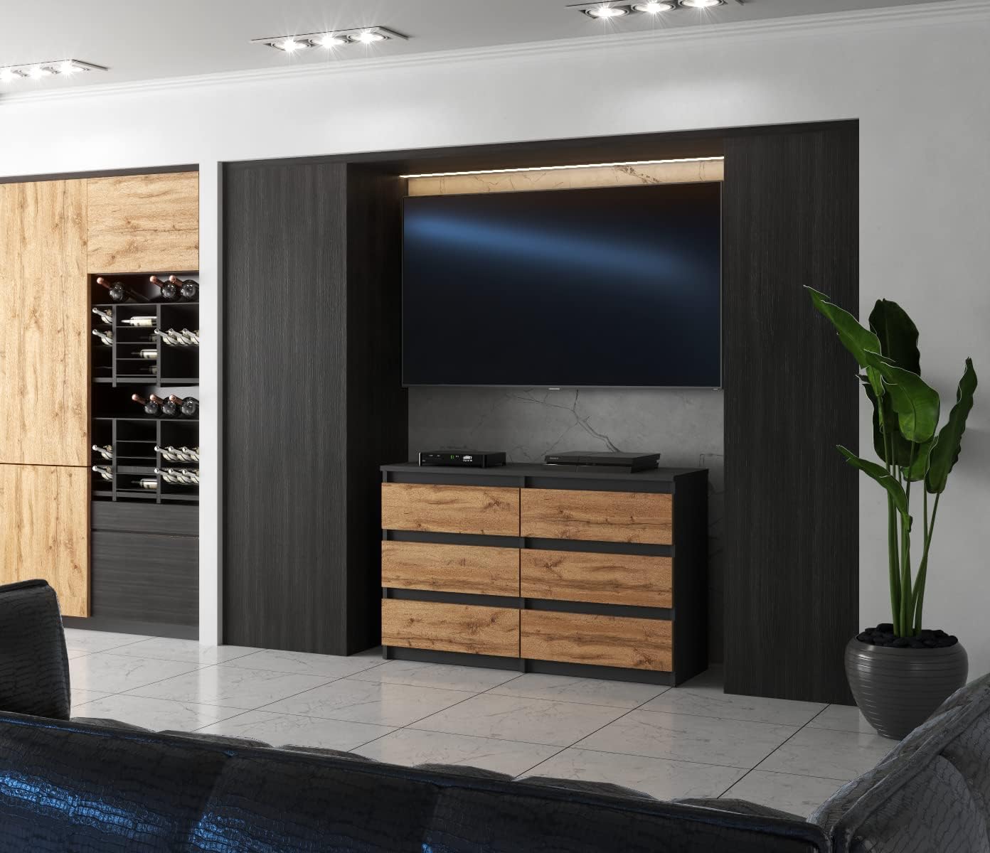 MRBLS Kommode mit 6 Schubladen Sideboard Schubladenschrank Kleiderschrank Modern Möbel mit Schubladen für Ihr Schlafzimmer (Grau Matt - Wotan) – 100 x 71,5 x 33,5 cm (B/H/T)