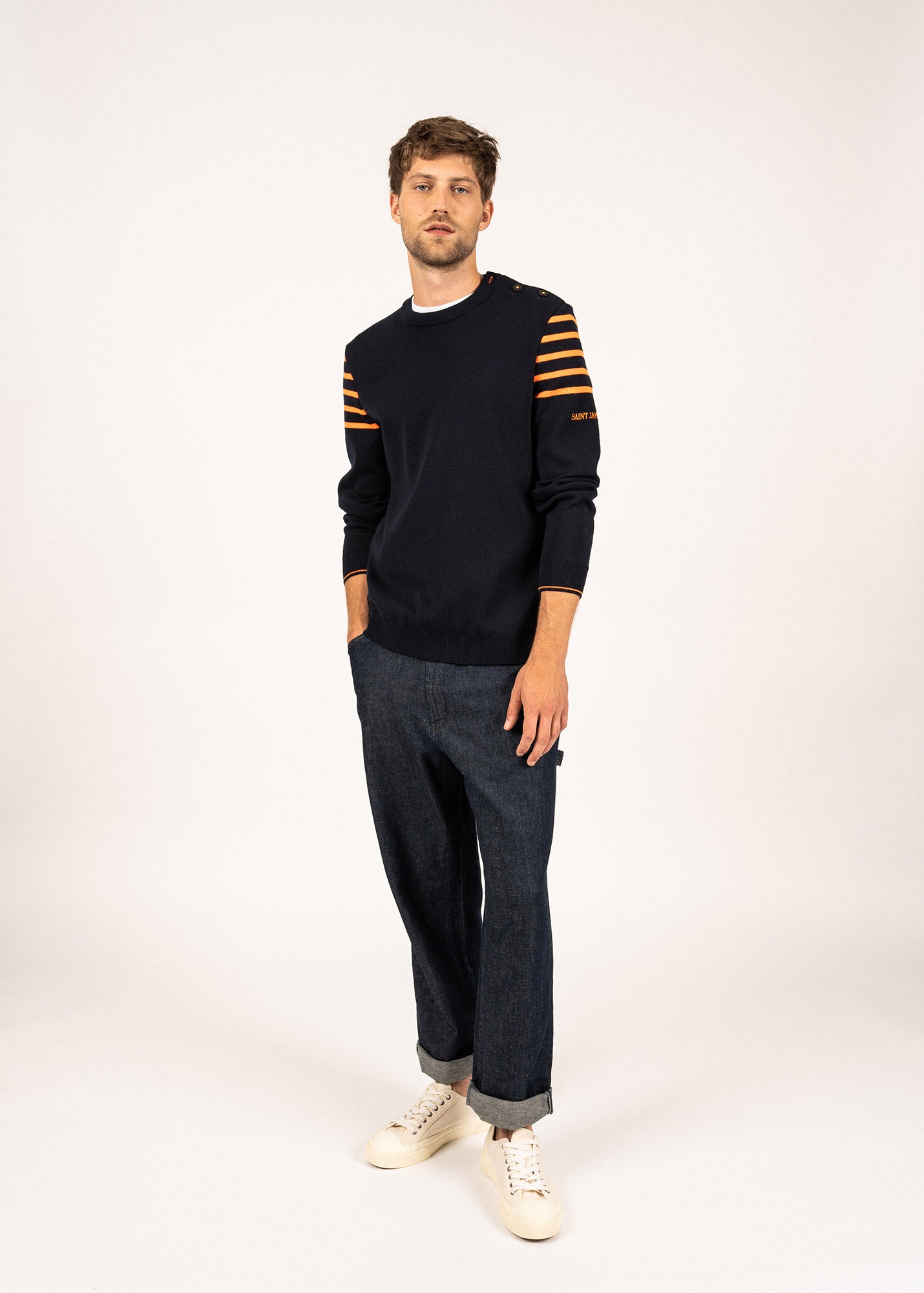 Pull marin Sablons à empiècement rayé épaule