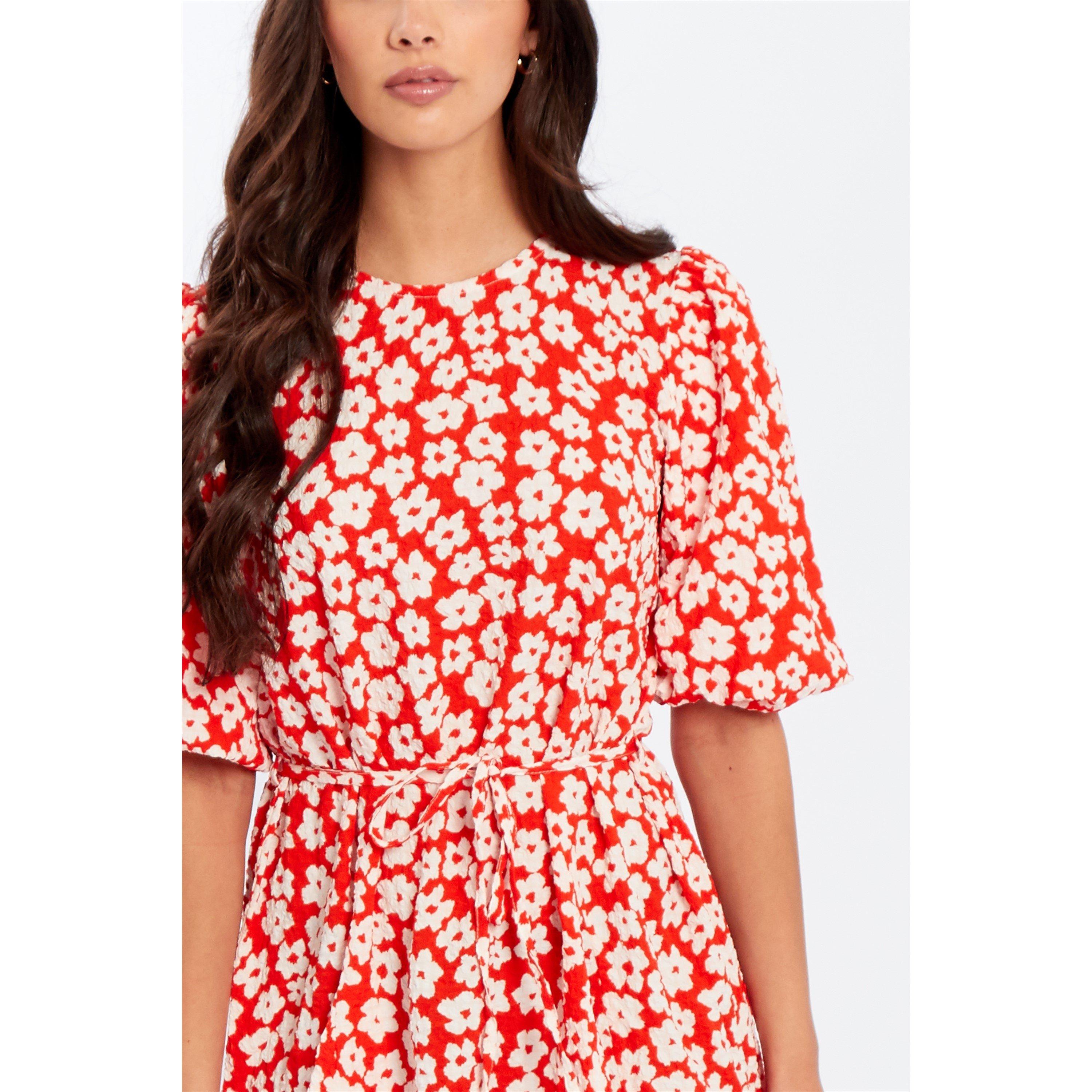 Be You Crinkle Puff Slv Tie Waist Dress
