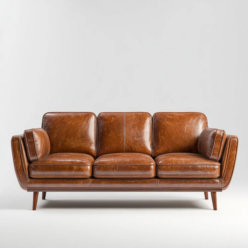 3-Sitzer-Sofa Ledersofa Vintage-Stil 200x85x60 cm – Braun