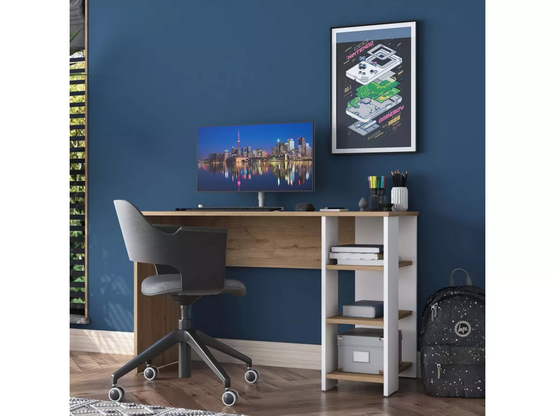 Bureau avec étagères en aggloméré Harry