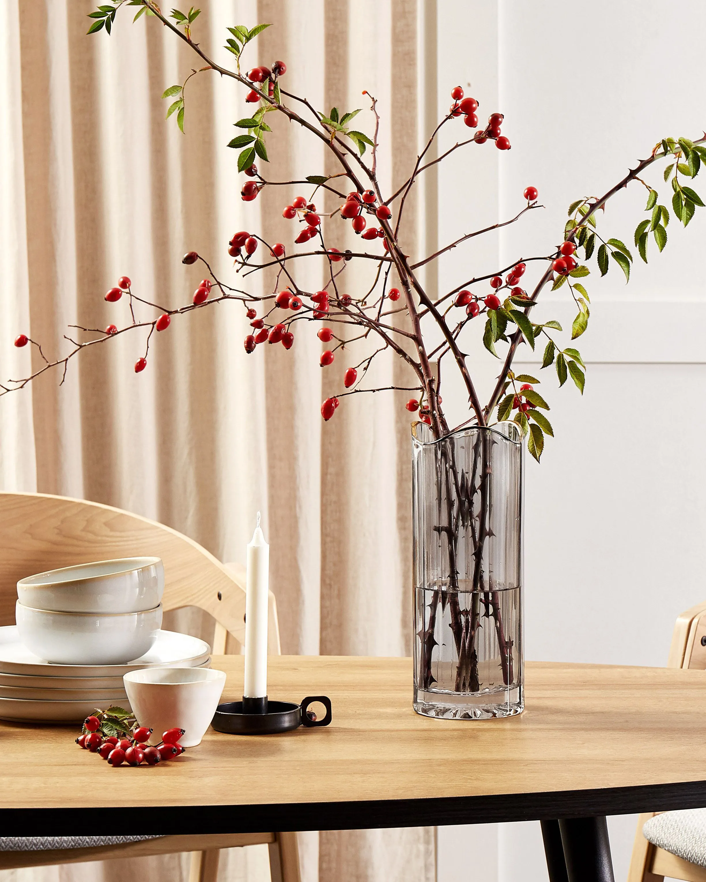 Bloemenvaas PERDIKI Glas 30 cm Grijs