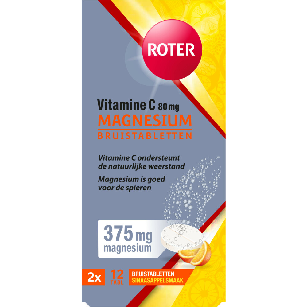 Roter Magnesiumcitraat Bruis met Vitamine C 2 x 12 bruistabletten