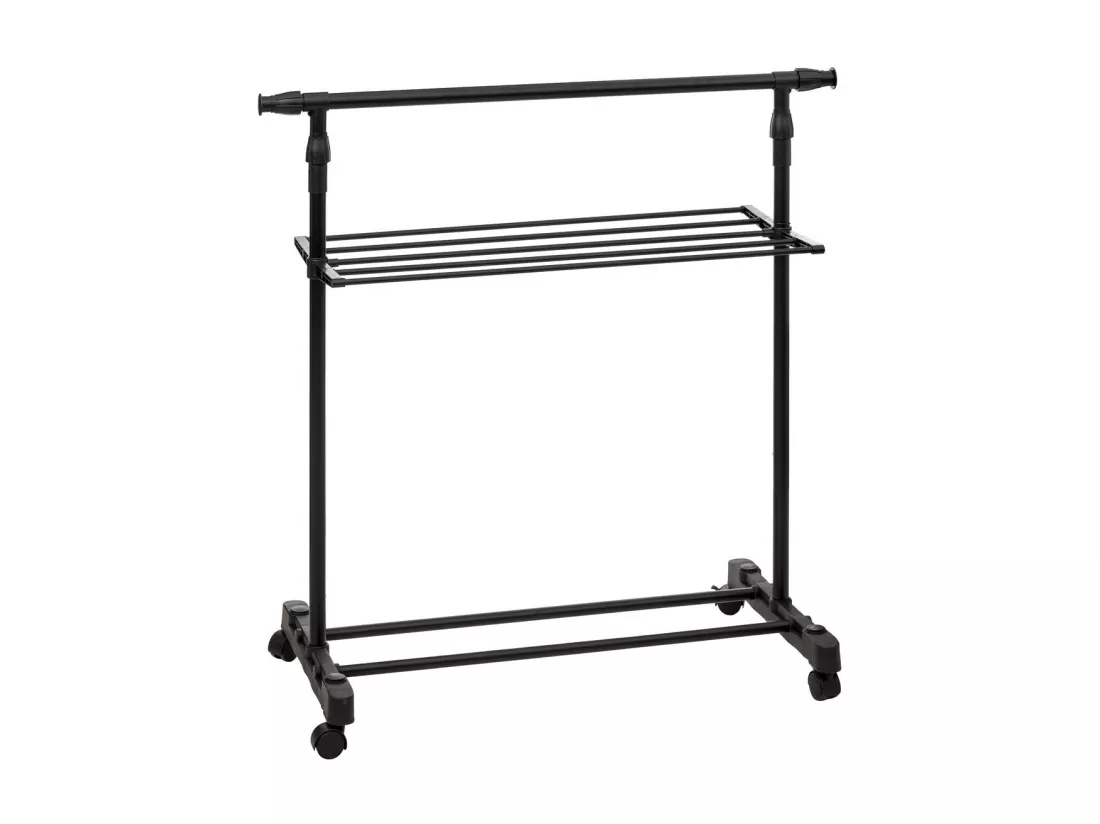 Penderie Portant à vêtements en métal noir avec étendoir H 160 cm