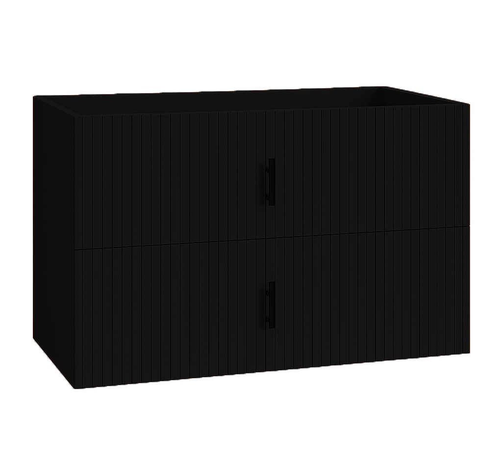 Muebles Raya onderkast ribbelfront 100cm met 2 softclose lades zwart mat