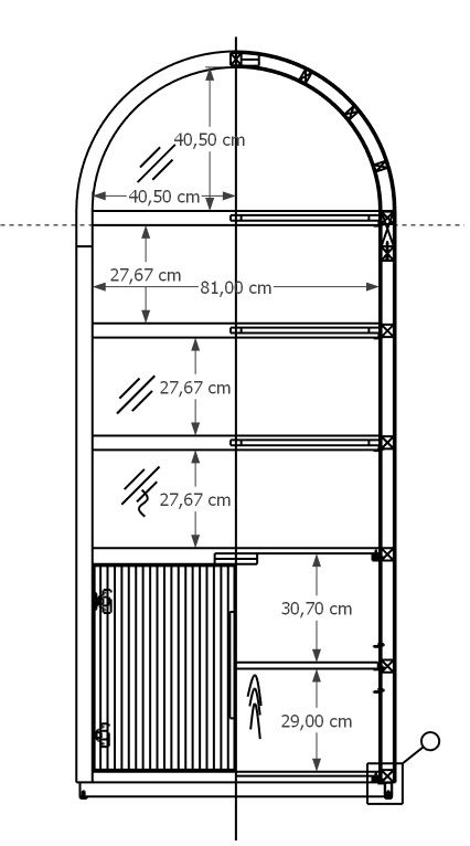 Wandkast 213139 Tivoli B90 x D45 x H210 cm