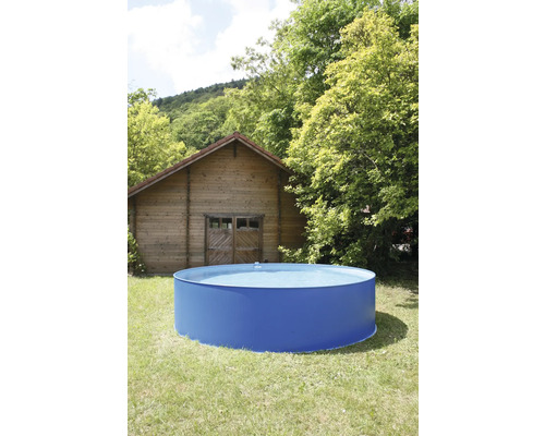 Opzetzwembad van staalwand Planet Pool rond Ø 350x90 cm zonder accessoires wit met blauwe overlapping