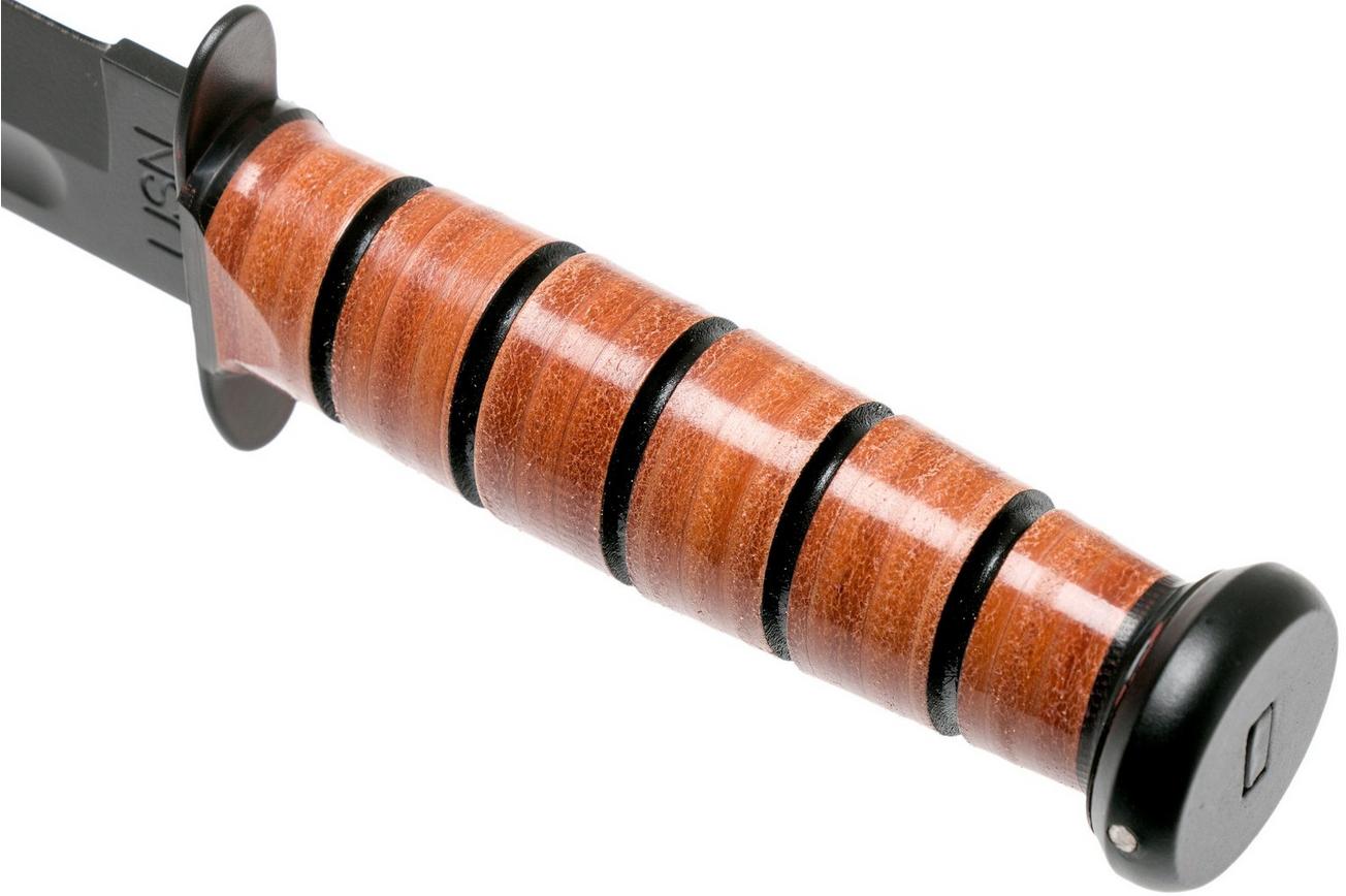 KA-BAR U.S. Navy Knife 1225 vaststaand mes, lederen foedraal