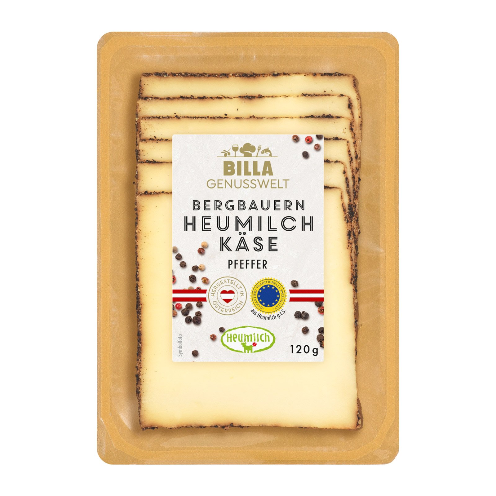 BILLA Heumilch Käsescheiben mit schwarzem Pfeffer