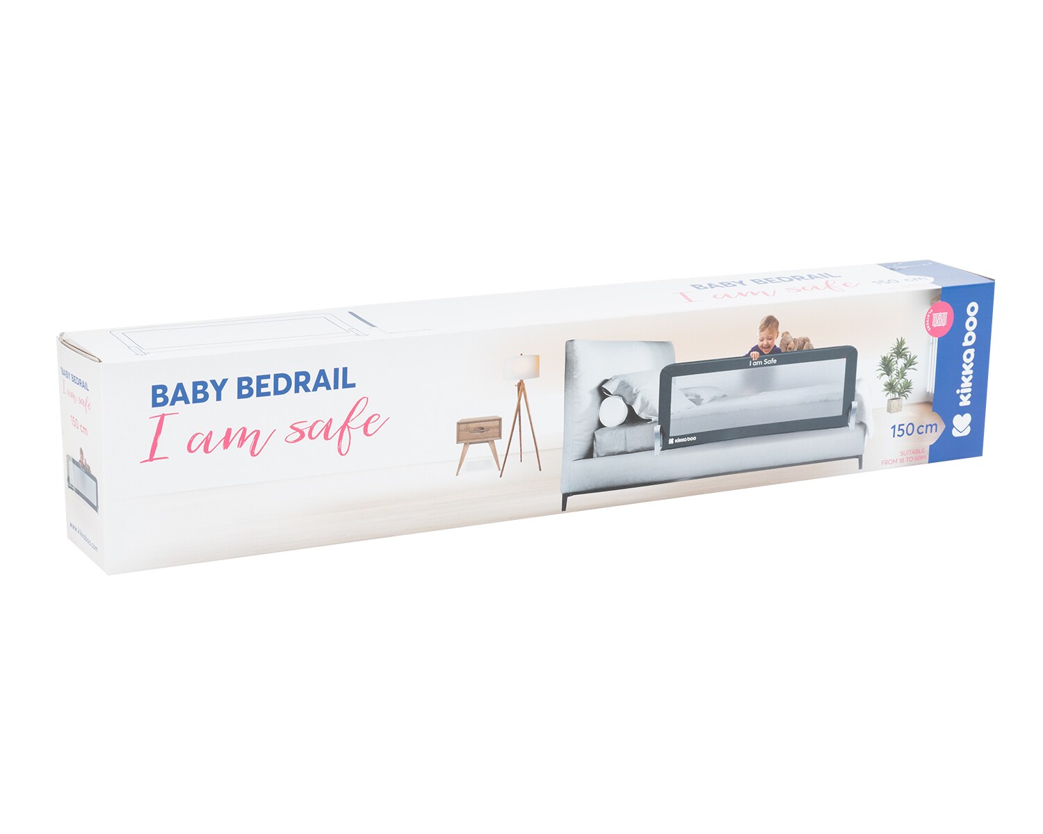 Kikkaboo Bettschutzgitter I am safe 150 cm, klappbar, Bettgitter, ab 18 Monaten hellbraun