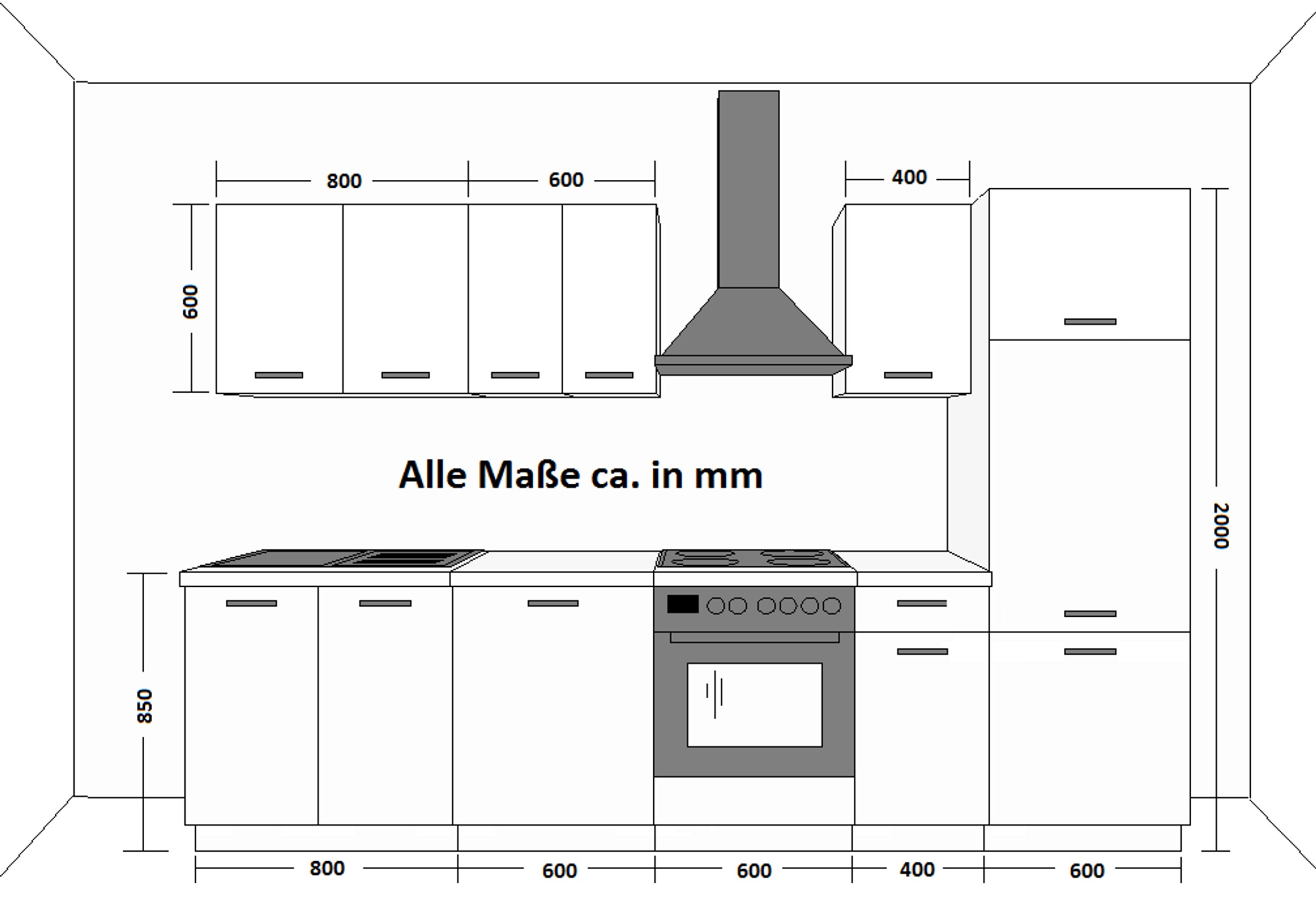 Küche Omega XL 300 cm Küchenzeile Küchenblock Einbauküche Schwarz + Weiß matt