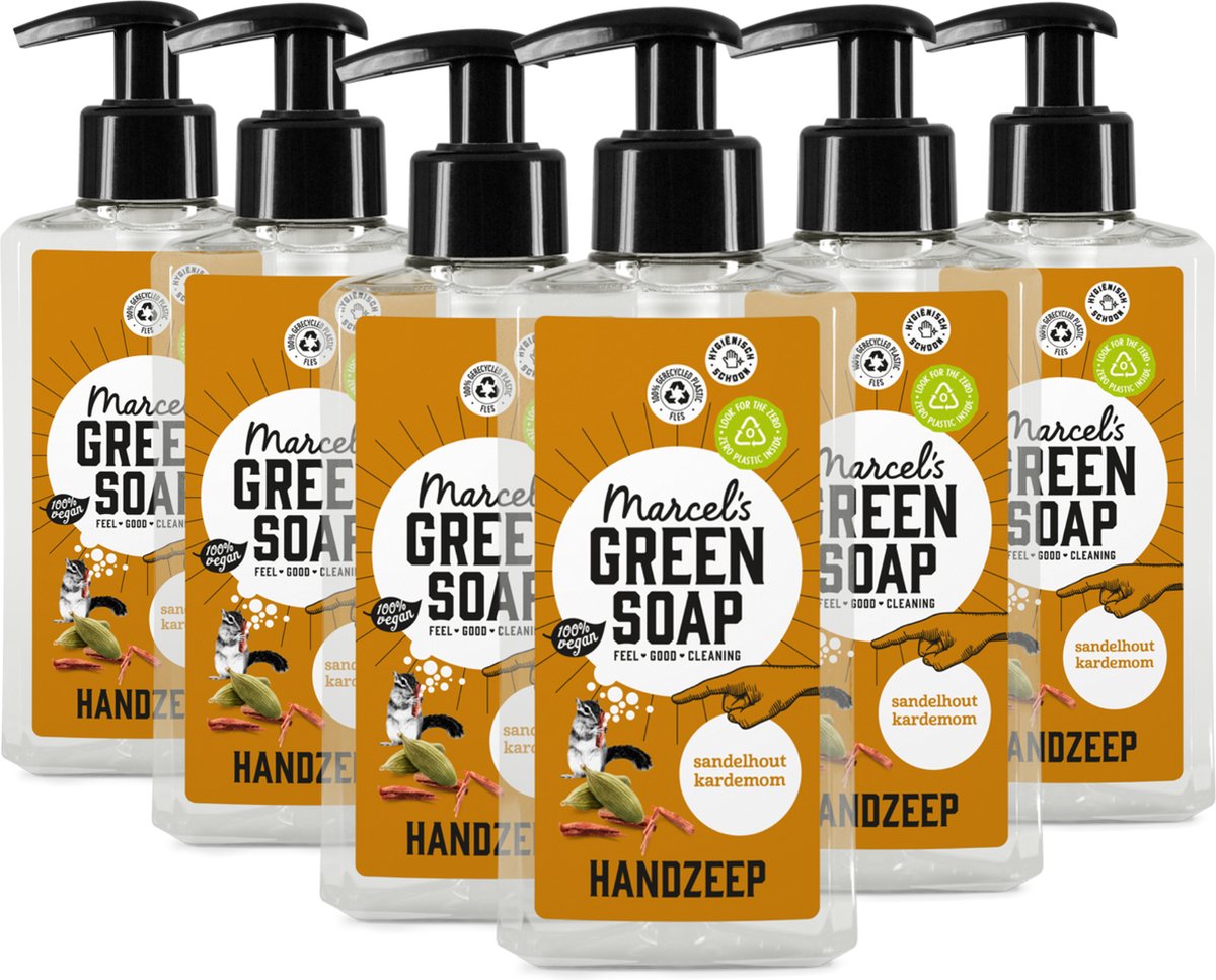 6x Marcel’s Green Soap Handzeep sandelhout & kardemom (250 ml)