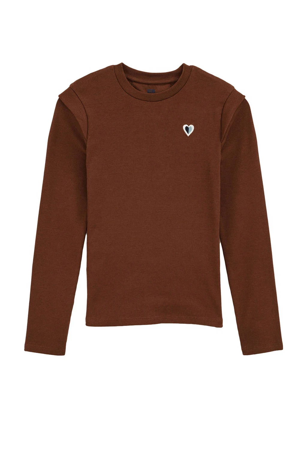 WE Fashion longsleeve bruin rib gebreid