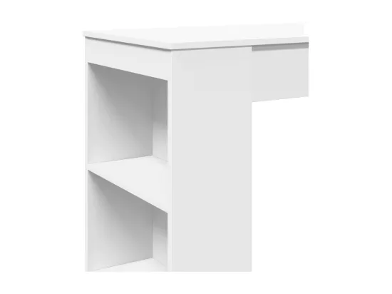 Table de bar avec étagères blanc bois d'ingénierie