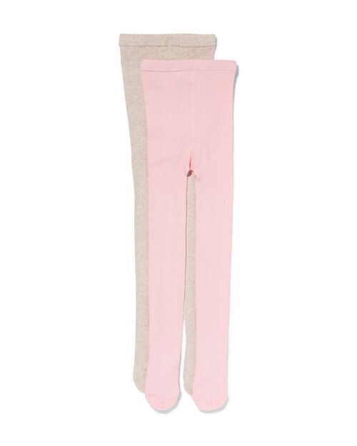 2 paires de collants épais enfant avec coton rose
