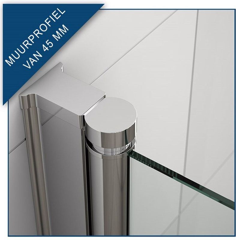 Zircon - EC-1209013 - Douchecabine - Chroom - 120x90 cm - Draaideur - Helder Glas