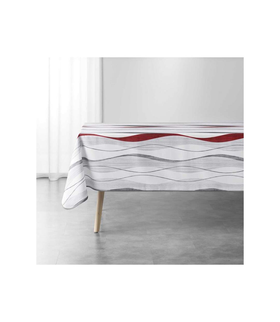 Nappe Imprimée Ondulys 150x240cm Blanc & Rouge