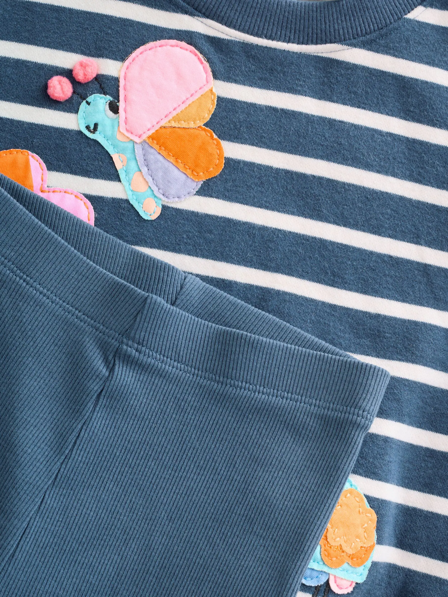 Marineblauw gestreept met personages - Set met sweatshirt en legging (3 mnd-7 jr)