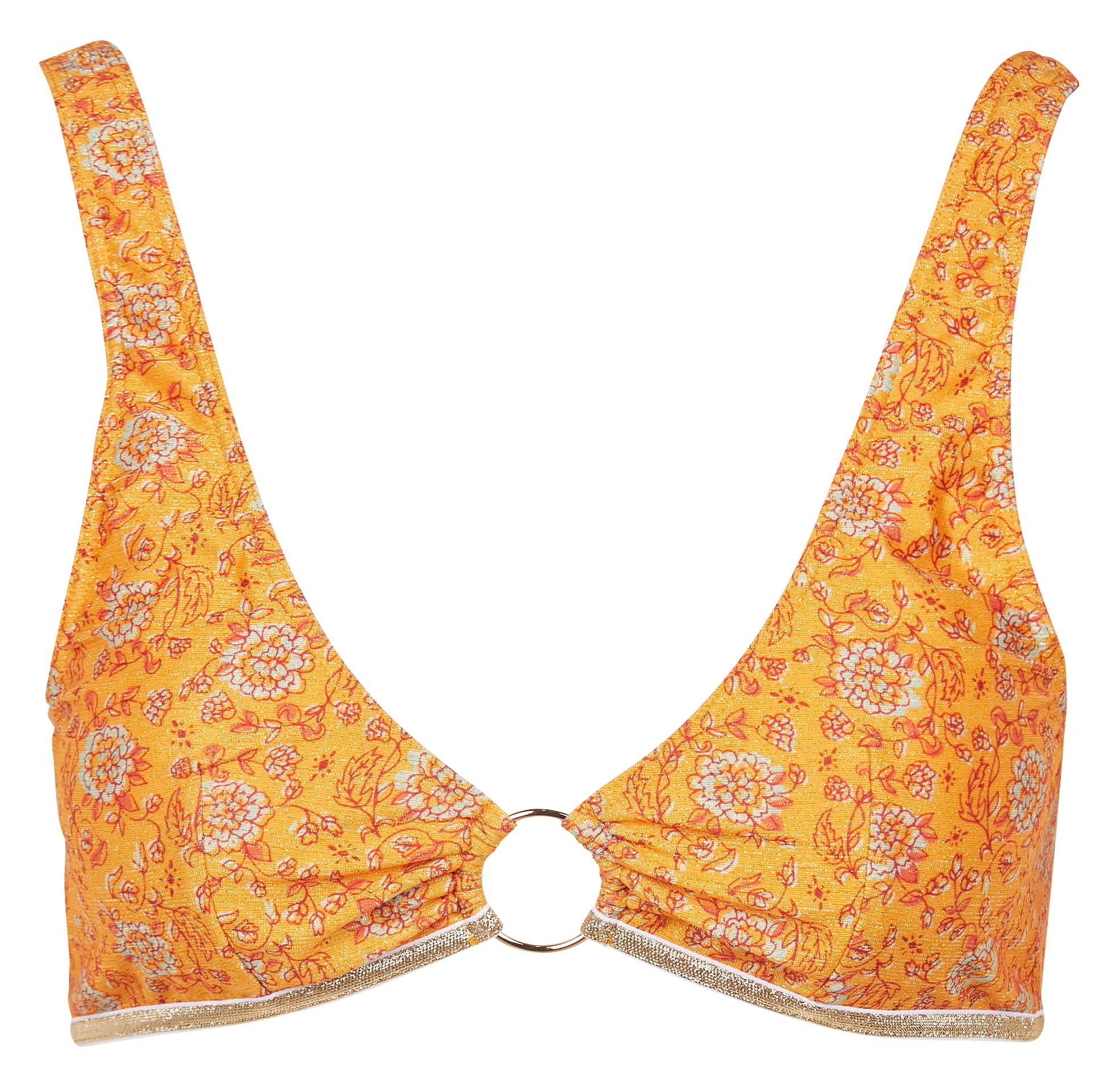 CLAUDETTE - Haut de maillot de bain imprimé floral | Orange