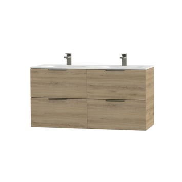 Tiger badkamermeubel Studio 120cm chalet eik/matwit met platte RVS greep