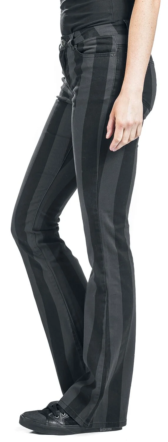 Pantalon Rayé Grace Noir/Gris | Gothicana by EMP Pantalon en toile