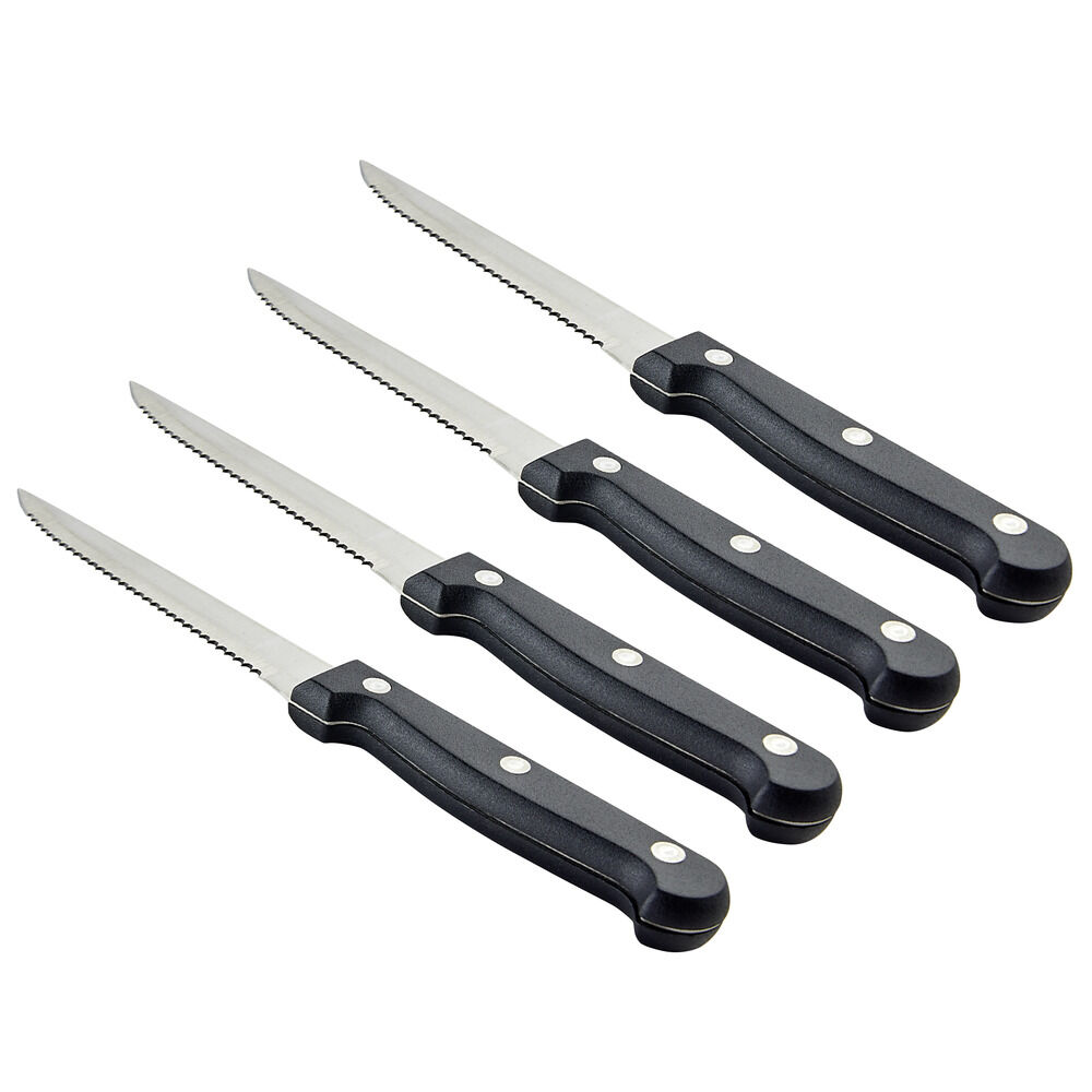 Couteau à steack x3 manche plastique et lame acier dentelée