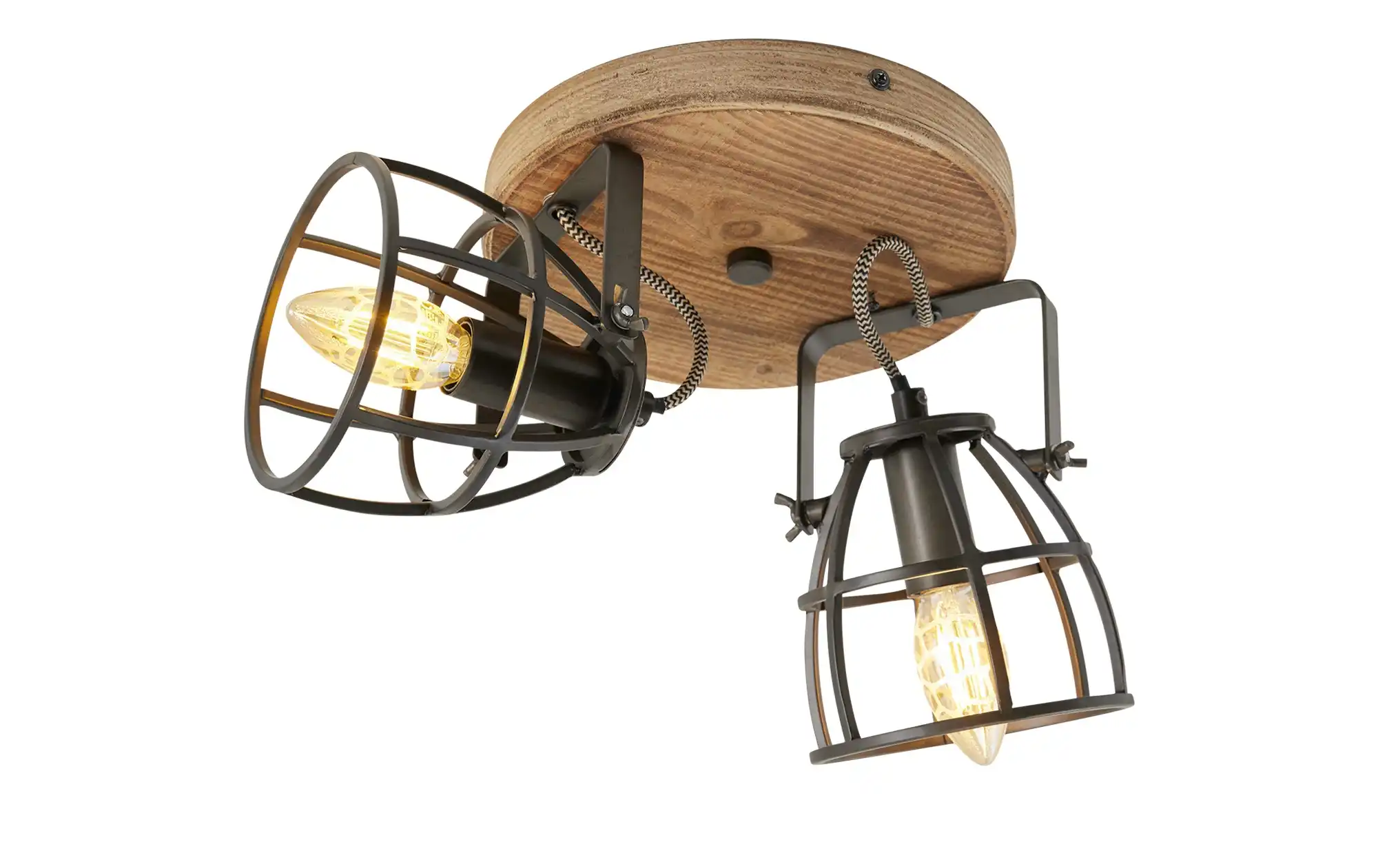 Deckenleuchte, 2-flammig, Holz/Metall
