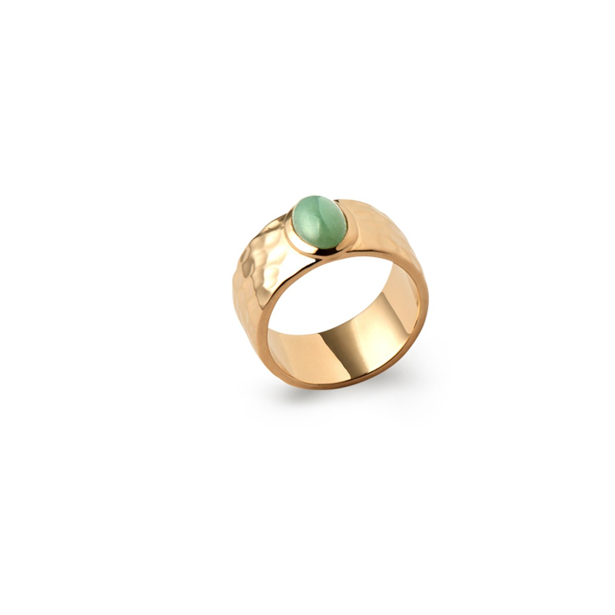 Bague aventurine et plaqué or martelé VICTORIA - Bijoux Privés Discovery