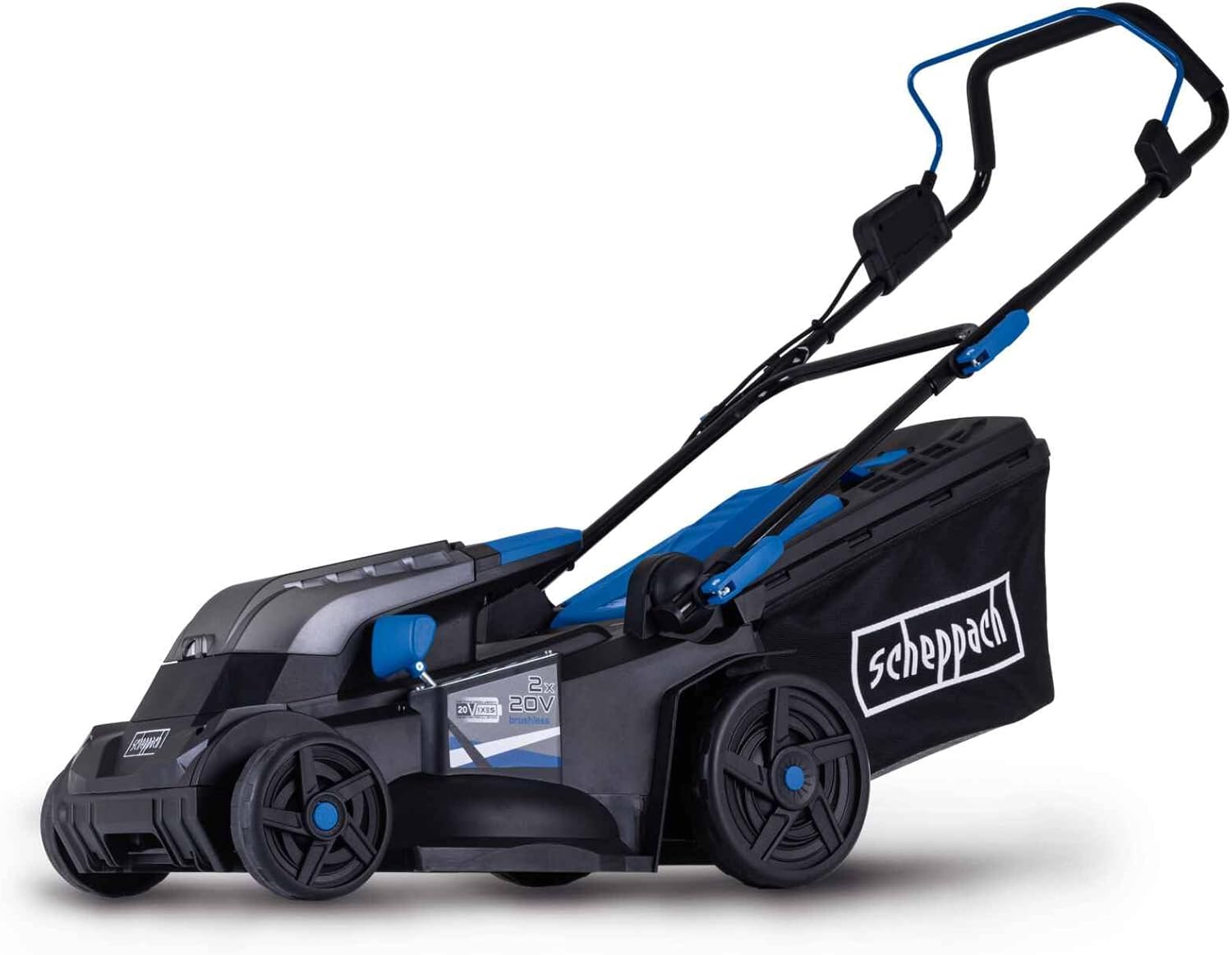 Scheppach Akku-Rasenmäher BC-MP380-X 20V Brushless Akkumäher | 38cm Schnittbreite | für 450-500 m2 | Schnitthöhenverstellung von 25–75mm | 45L Korb | 20V-IXES-Serie | Ohne Akku & Ladegerät