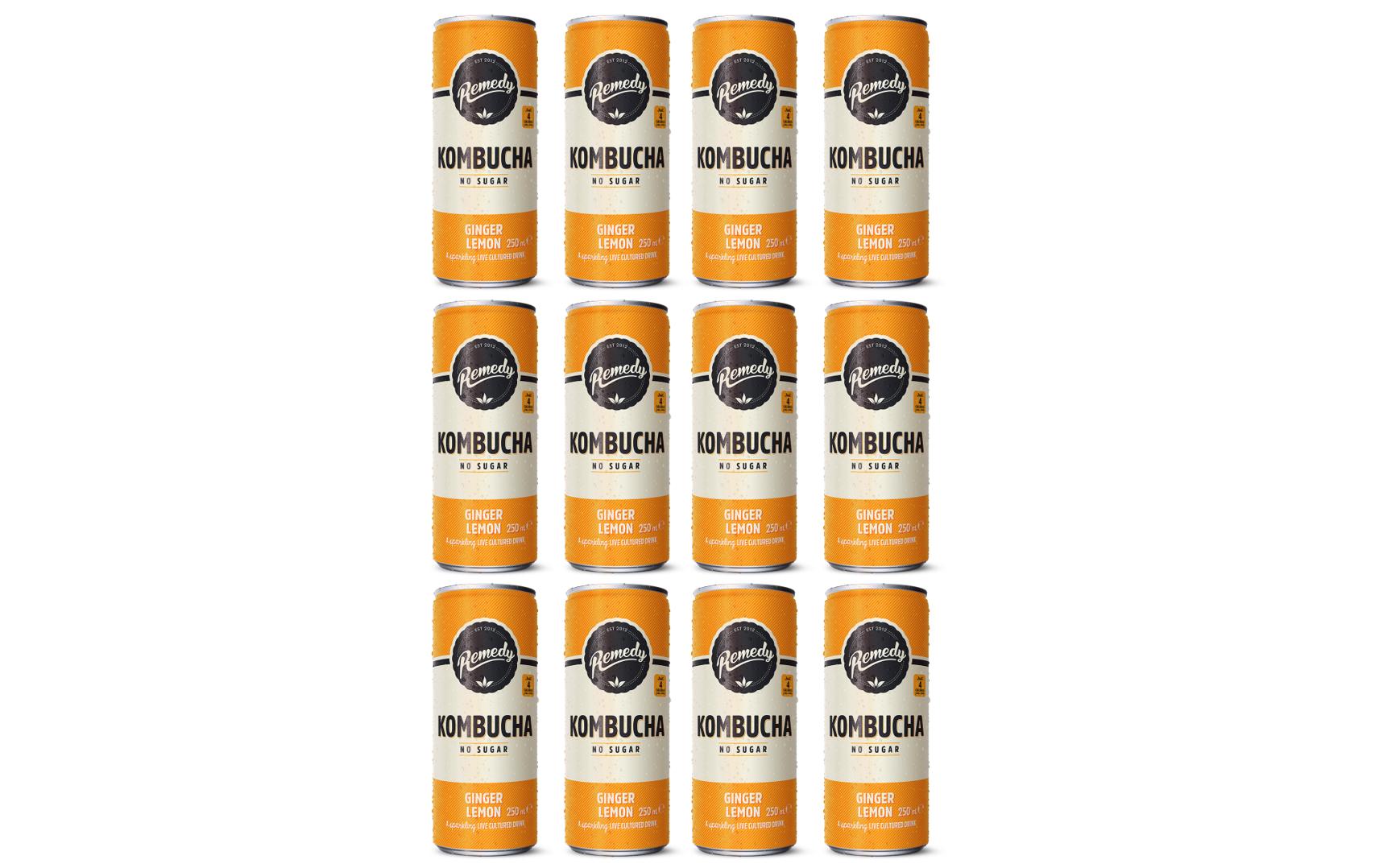 Kombucha – Ginger Lemon 12 x 0.25 lKombucha-Teegetränk mit Ingwer- und Zitronengeschmack