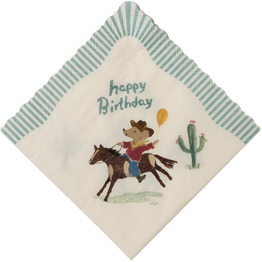 maileg servetten happy birthday - cowboy - 20st