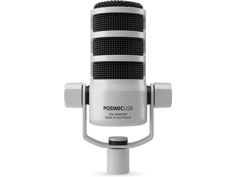 Rode Mikrofon PodMic USB, Weiss Vielseitiges, dynamisches Broadcast-Mikrofon