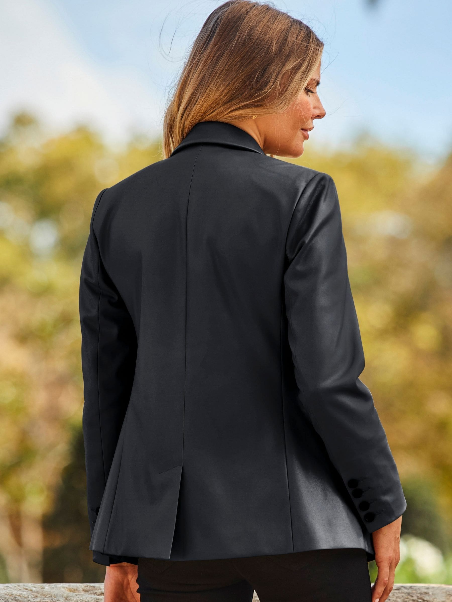 Sosandar Premium Faux Leather Blazer