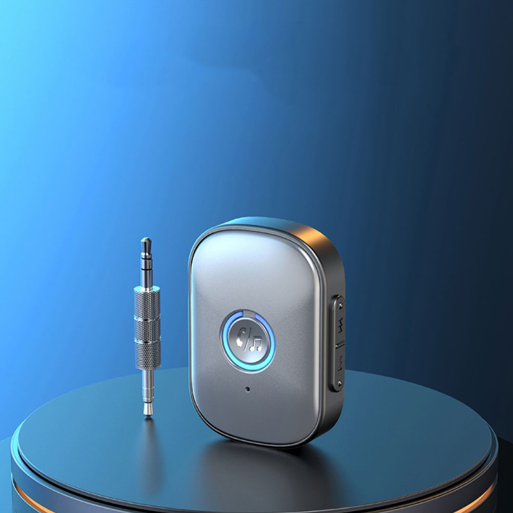 KFZ Bluetooth 5.3 Audio Receiver mit Freisprecheinrichtung   3.5mm Klinke Anschluss - Grau