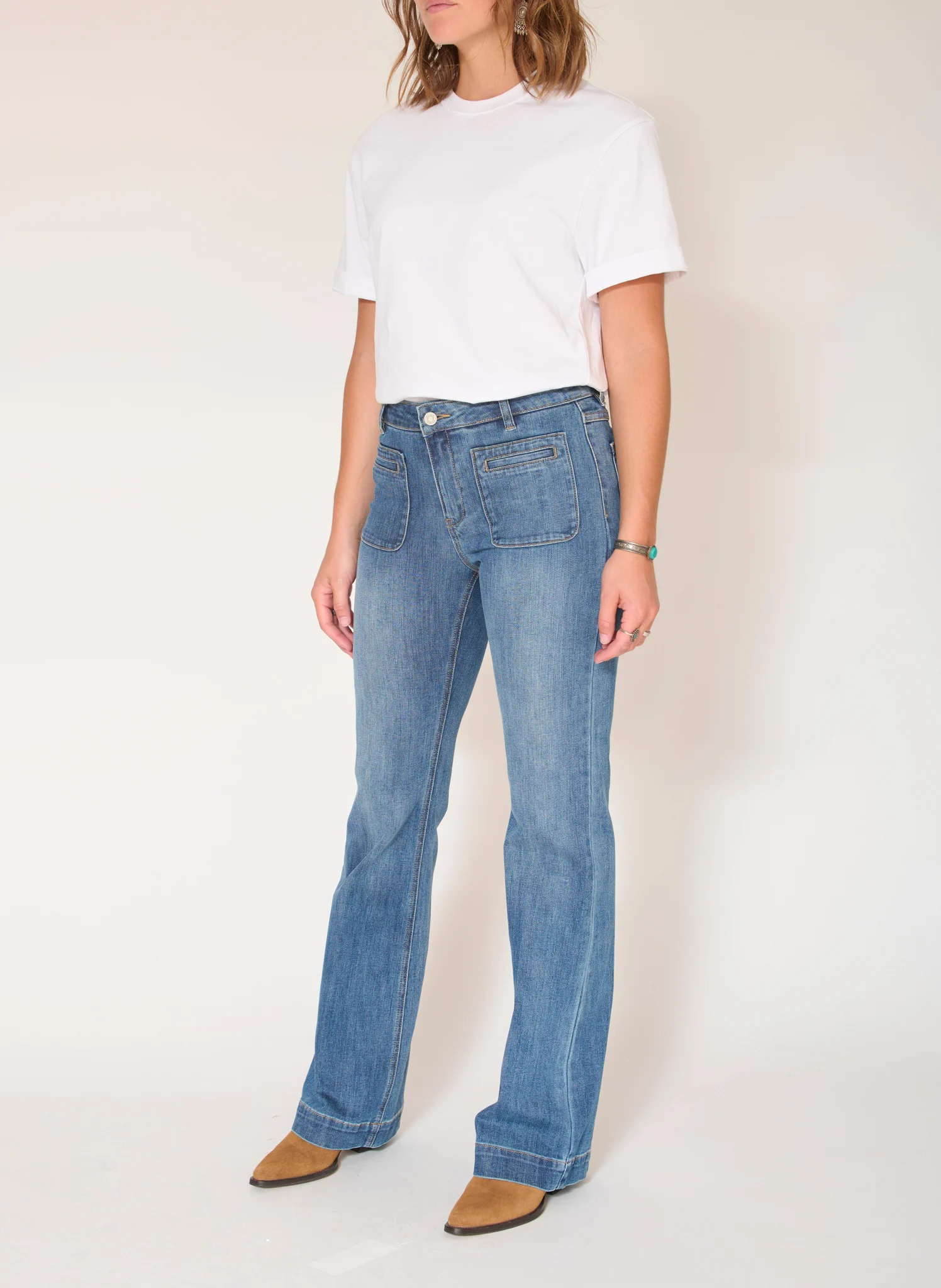 THE DIANA WILSON - Jean flare en coton mélangé| Bleu