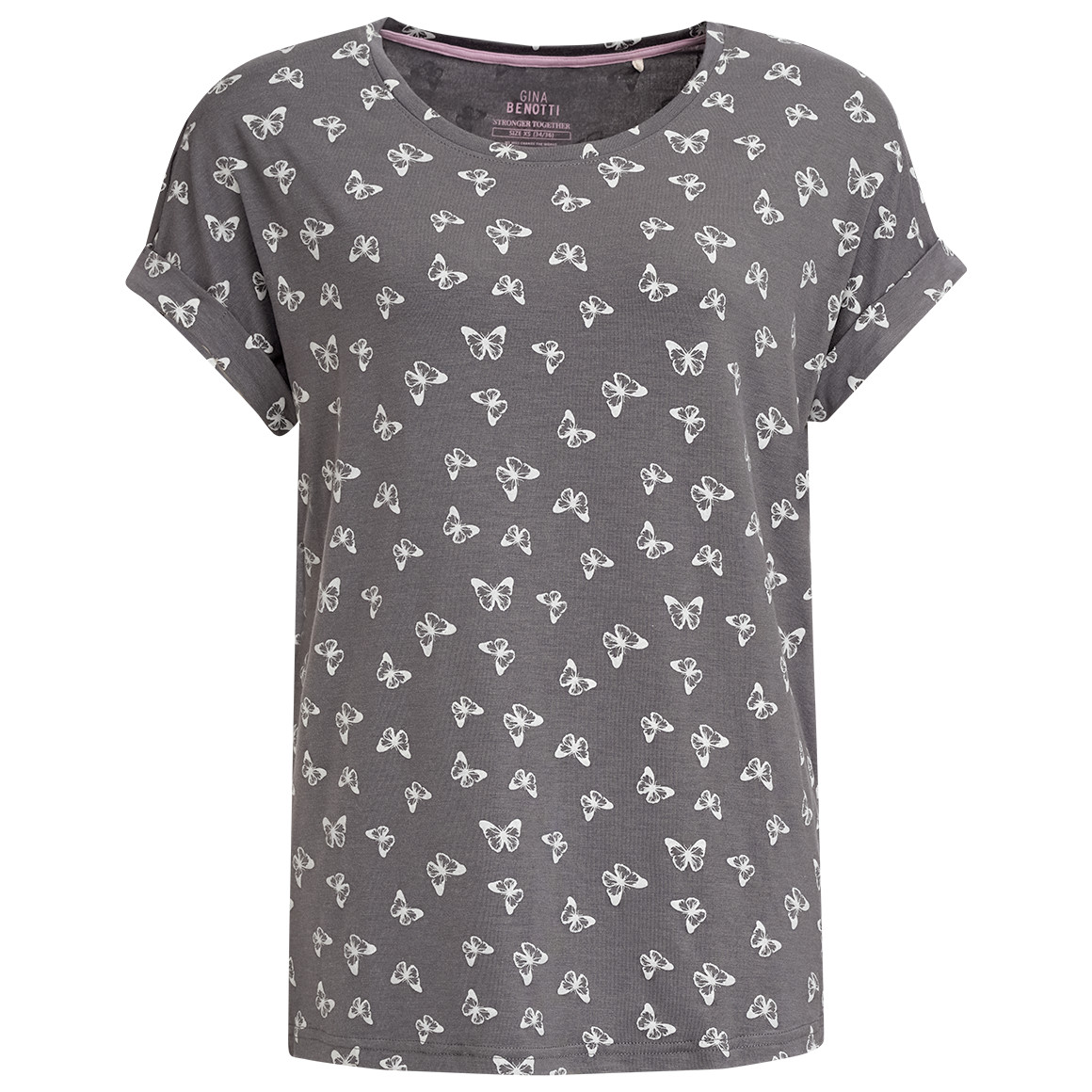 Gina Benotti Damen T-Shirt mit überschnittenen Ärmeln grau