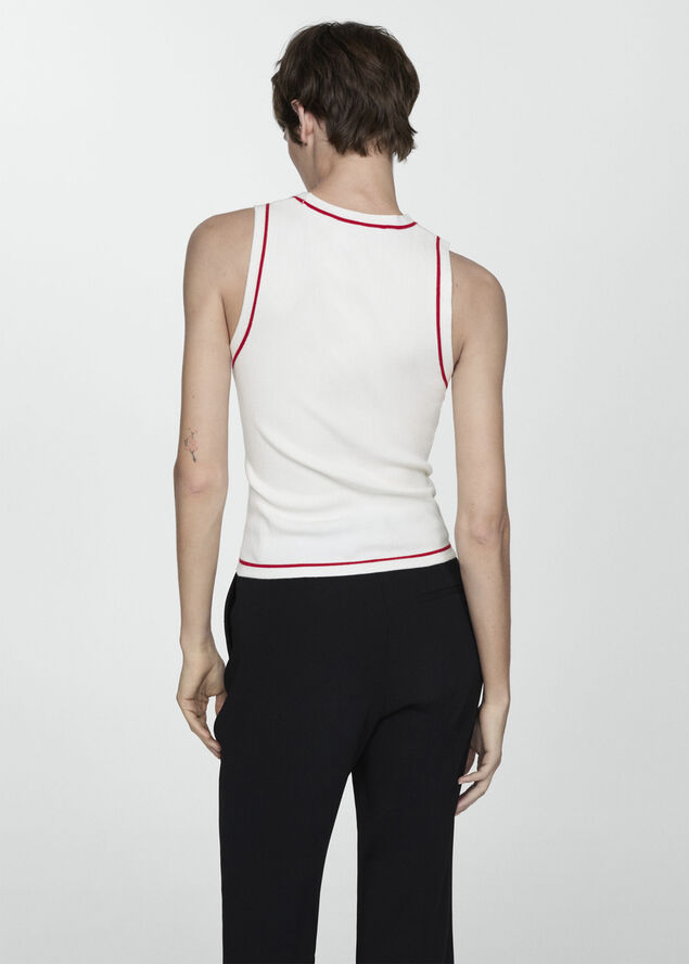 MANGO Knitted top with contrasting finish Light beige