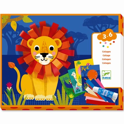 Djeco knutselset collage papier - wilde dieren