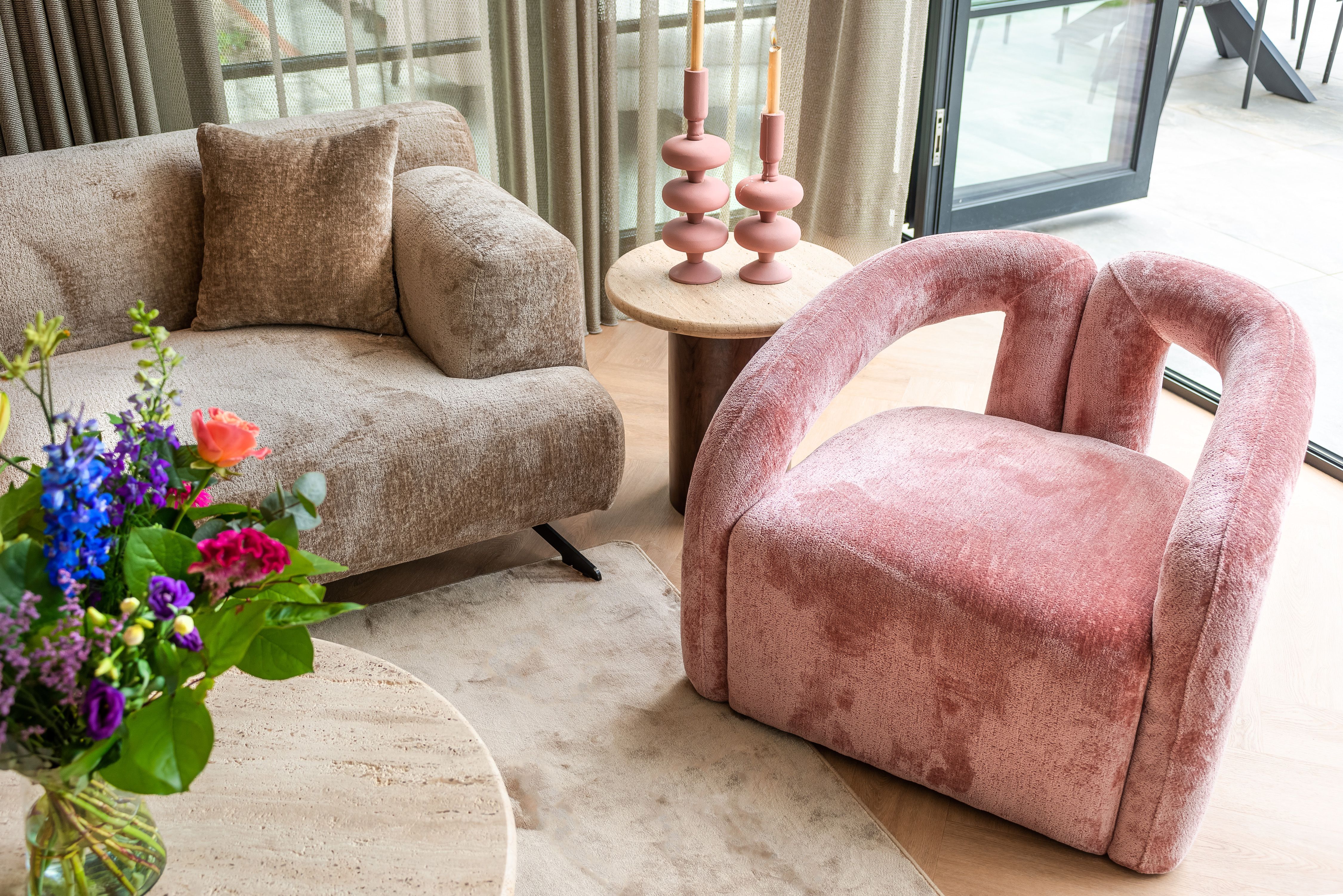 Fauteuil S4596 Rose Chenille Dana B85 x D77 x H67 cm