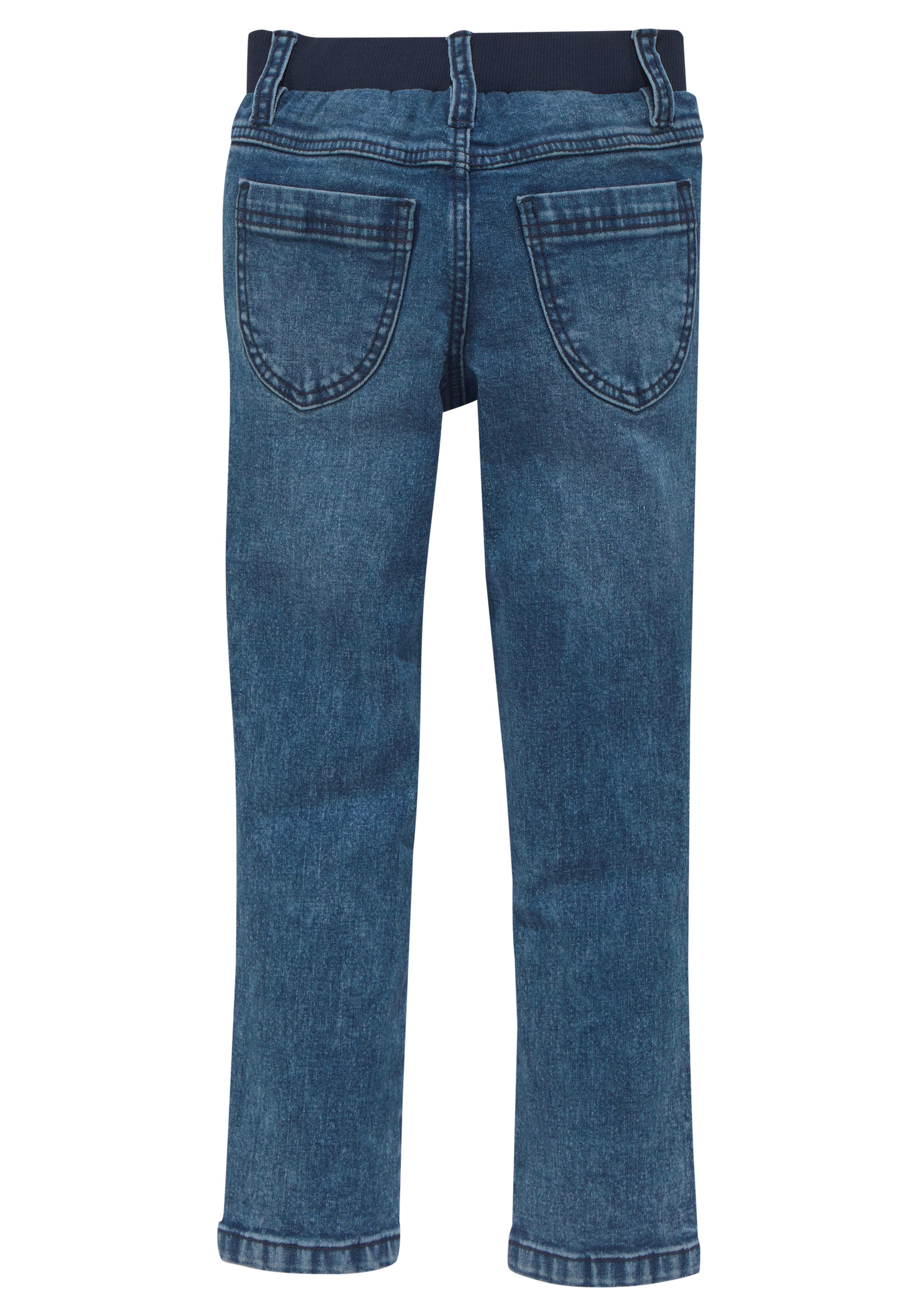 KIDSWORLD Stretch-Jeans », Basic Jeans mit toller Stickerei«, schmale Beinform,  mit verstellbarem Gummizug am Bund,  lang