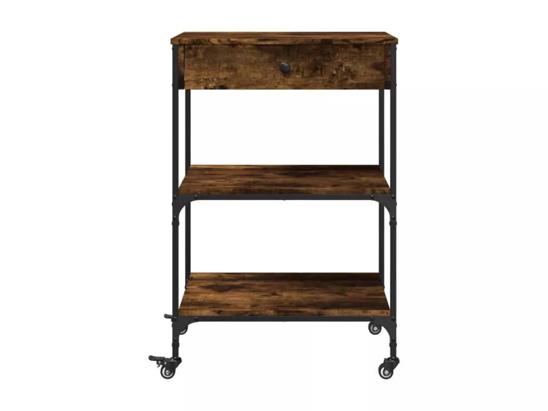 Chariot de cuisine chêne fumé 60x48x89,5 cm bois d'ingénierie