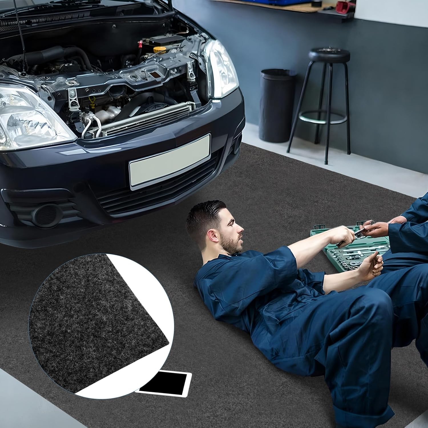 COSTWAY Garage Bodenmatte, 800 x 220 cm Auto Ölauffangmatte, Ölmatte rutschfest & wasserdicht & wiederverwendbar, Garagenmatte Antirutschmatte mit doppelseitigem Klebeband für Garage, Werkstatt