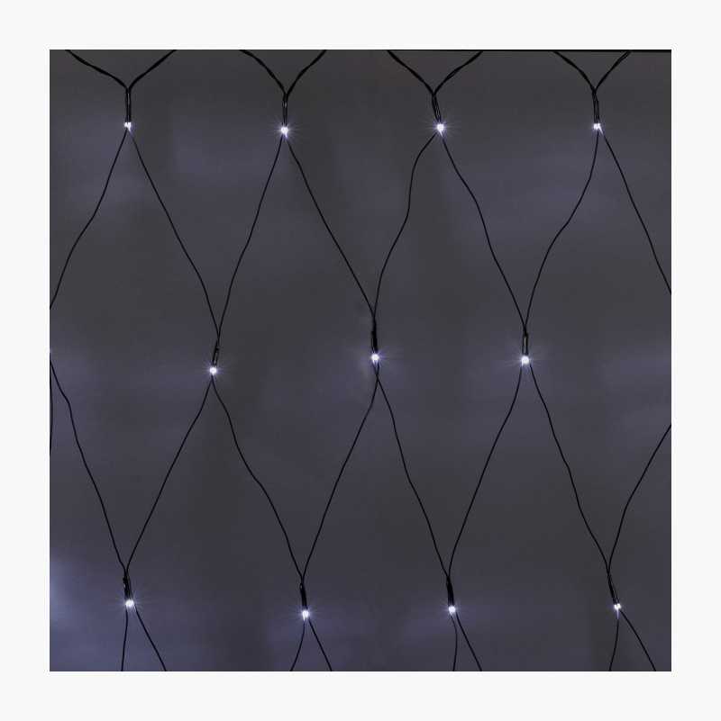 Lysnett, 120 LED, kaldhvitt, 1,8 x 2 m, svart