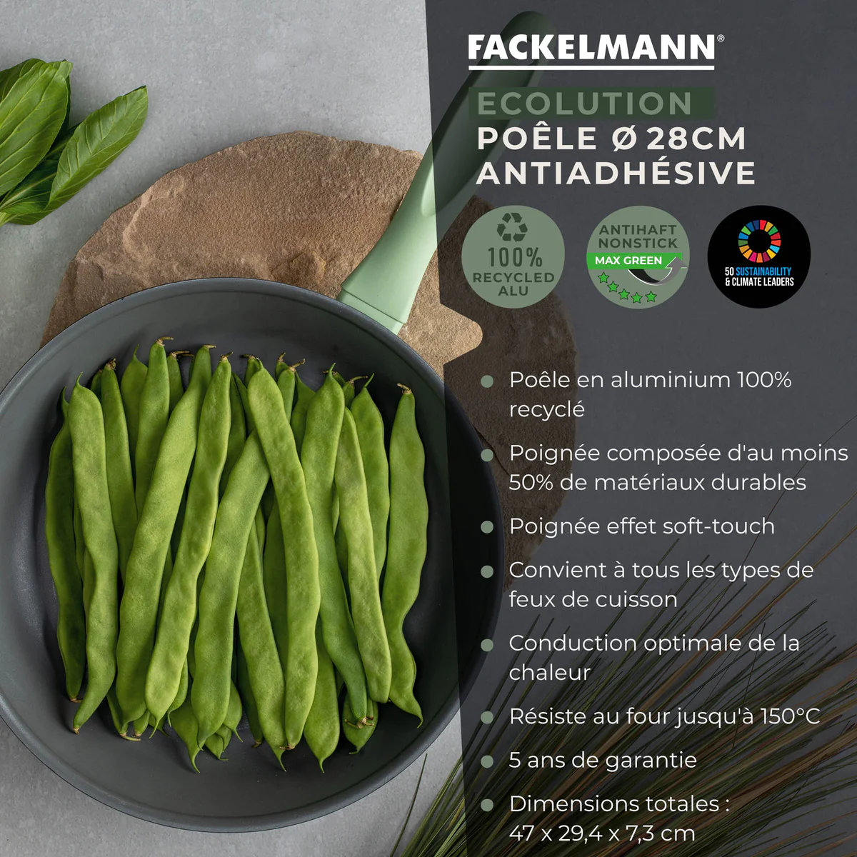 Poêle à frire 28 cm en aluminium recyclé Ecolution Fackelmann