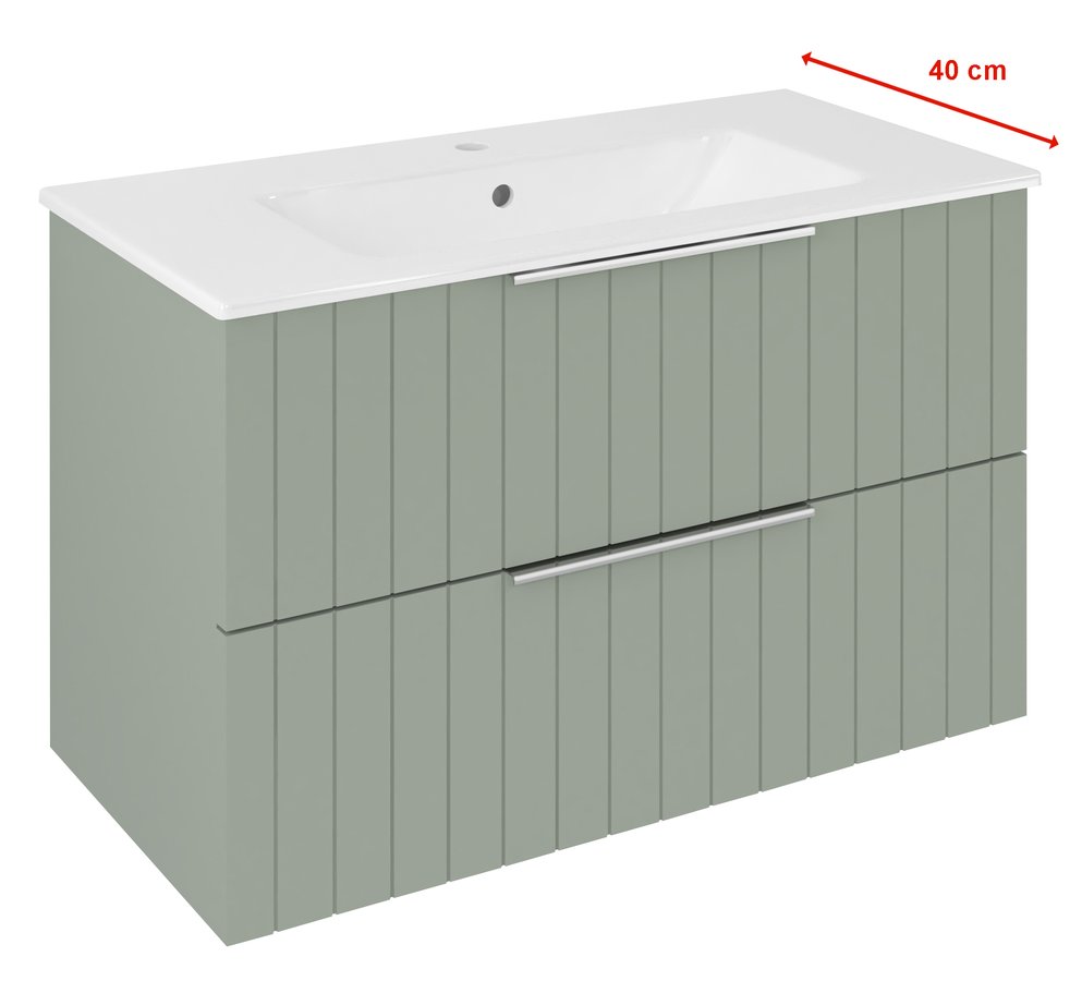 Sapho Cirasa Compact wastafel onderkast met ribbelfront 78x39x54cm groen