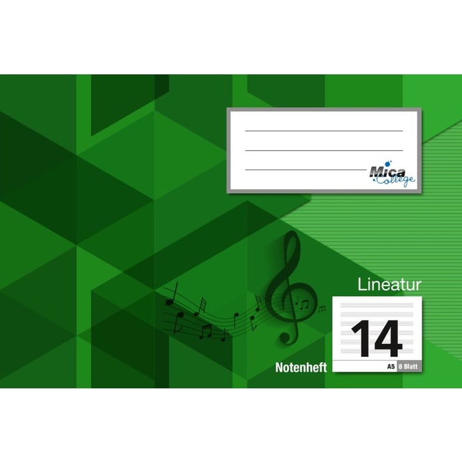 Notenheft A5 - Lineatur 14 - 8 Blatt - Querformat